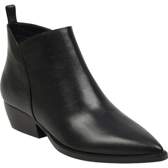 Marc Fisher LTD Women's 7 M Black Leather Obrra Pointy Toe Ankle Booties - Picture 1 of 9